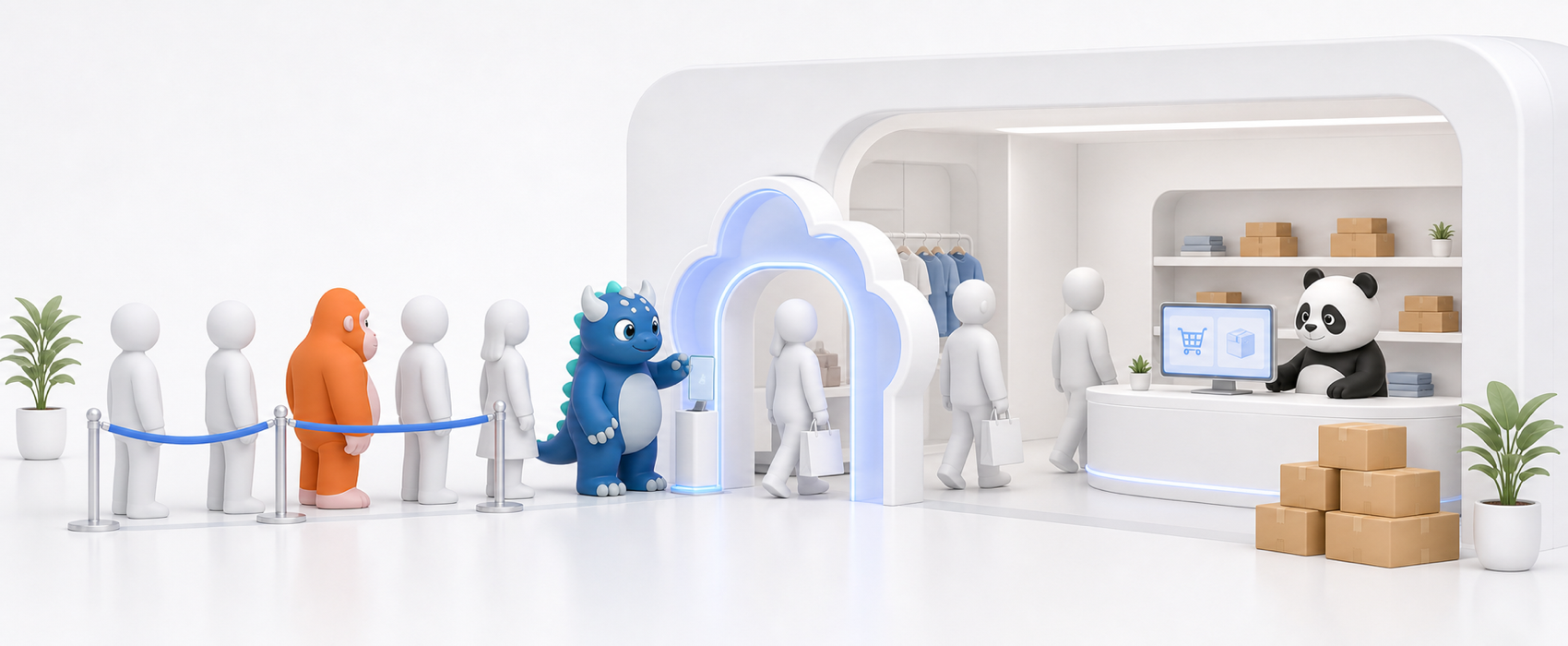 Cloudflare Waiting Room 控制同時進站人數的示意圖